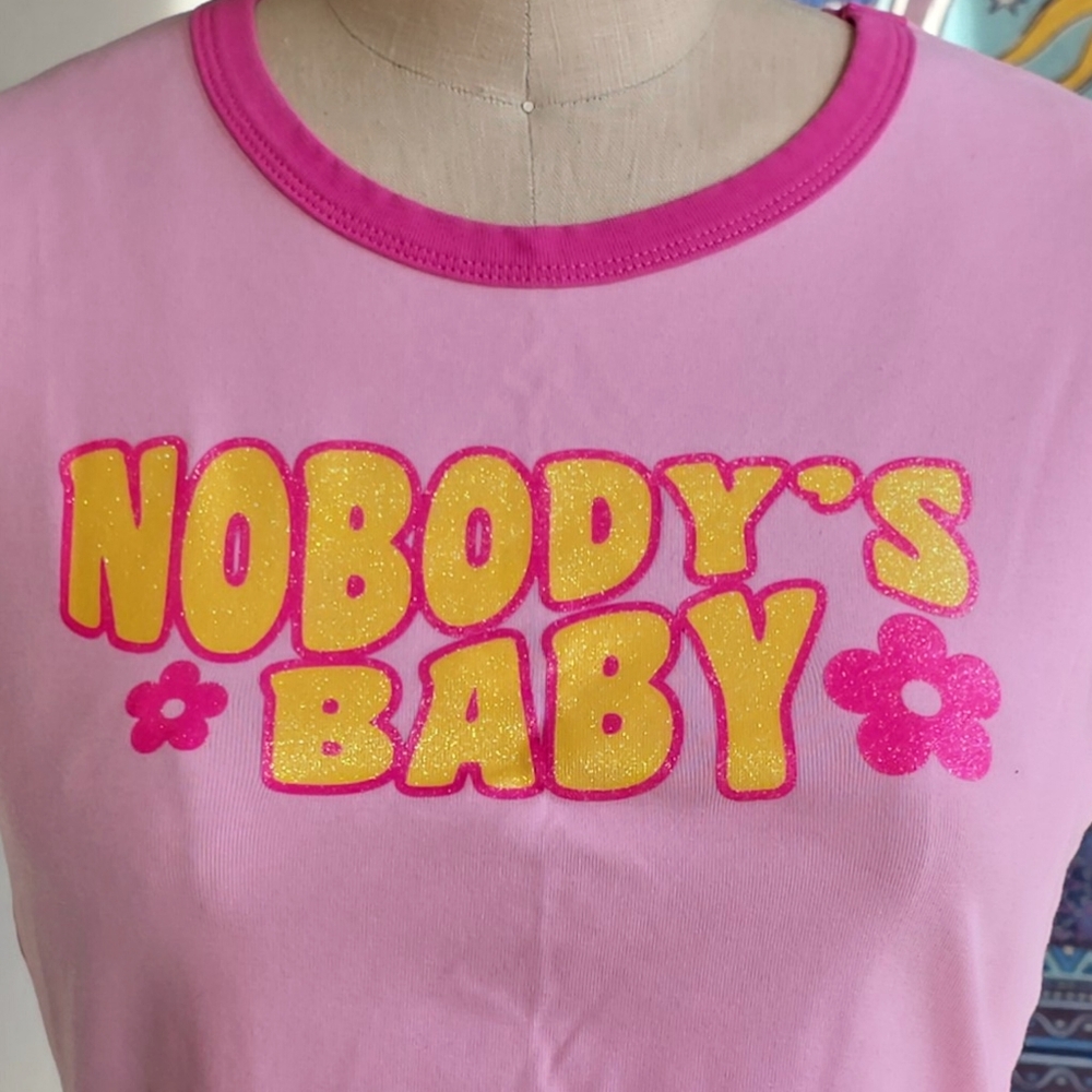 Sugar Thrillz Nobody's Baby Be Specific Cropped Printed Ringer Tee Dolls Kill - Picture 2 of 10